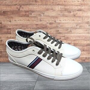 New Ben Sherman Madison Perforated Cream and White Sneakers 9